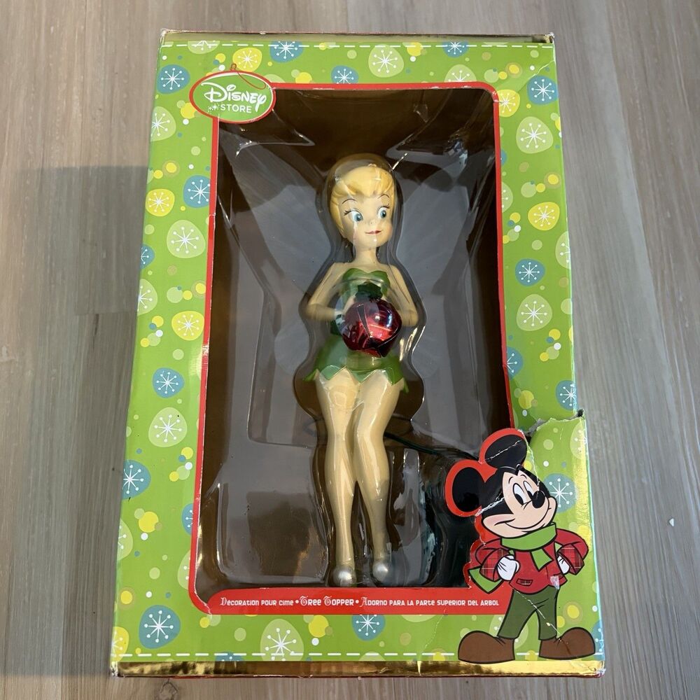 VTG Disney Store Tinkerbell Christmas Tree Topper Fiber Optic In Box RARE